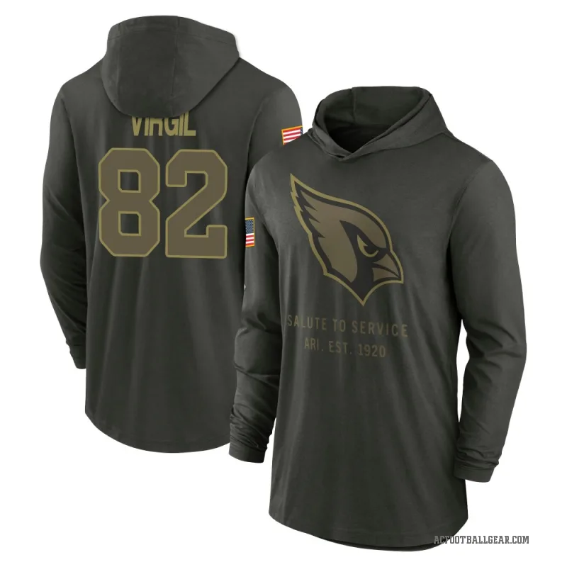Reggie Virgil Men's Green Arizona Cardinals Forest/ 2025 Salute to Service Sideline Lightweight Hooded Pullover Long Sleeve T-Sh