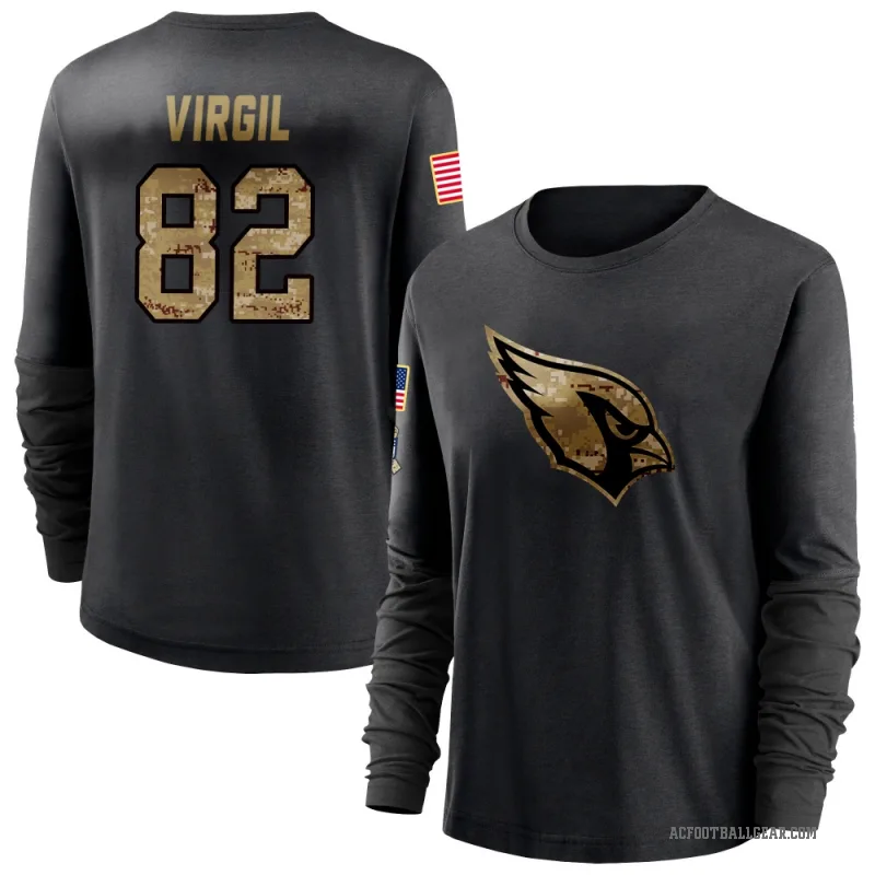 Reggie Virgil Women's Black Arizona Cardinals 2020 Salute To Service Sideline Performance Long Sleeve T-Shirt