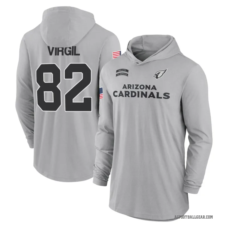 Reggie Virgil Youth Gray Arizona Cardinals 2024 Salute to Service Lightweight Performance Long Sleeve Hooded T-Shirt