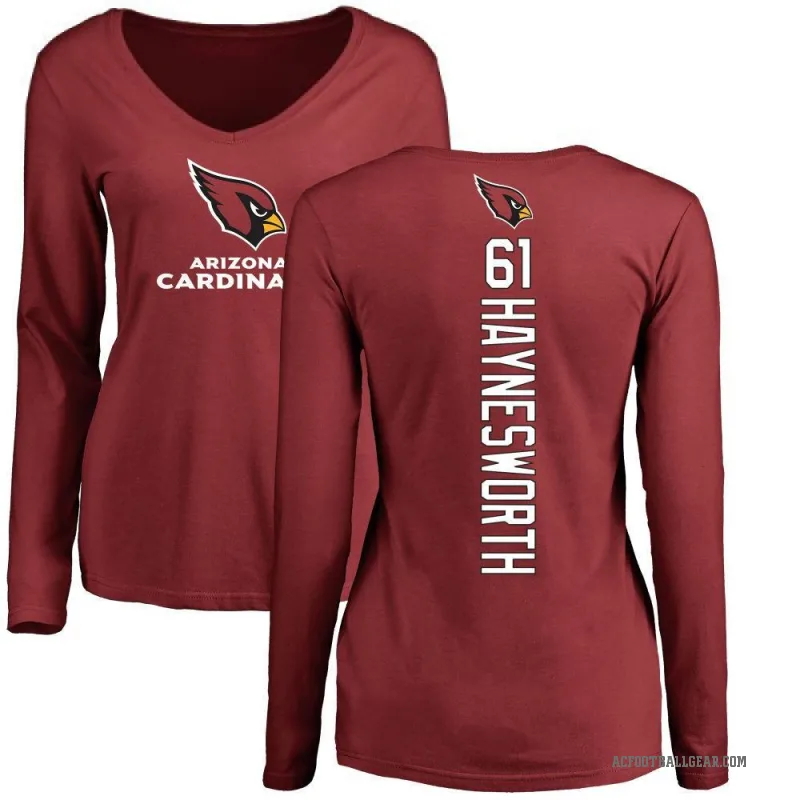 Sincere Haynesworth Women's Arizona Cardinals Backer Slim Fit Long Sleeve T-Shirt - Maroon