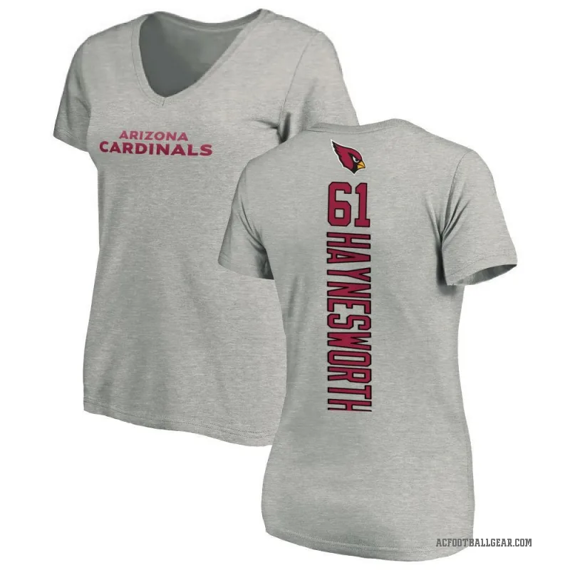 Sincere Haynesworth Women's Ash Arizona Cardinals Backer V-Neck T-Shirt -
