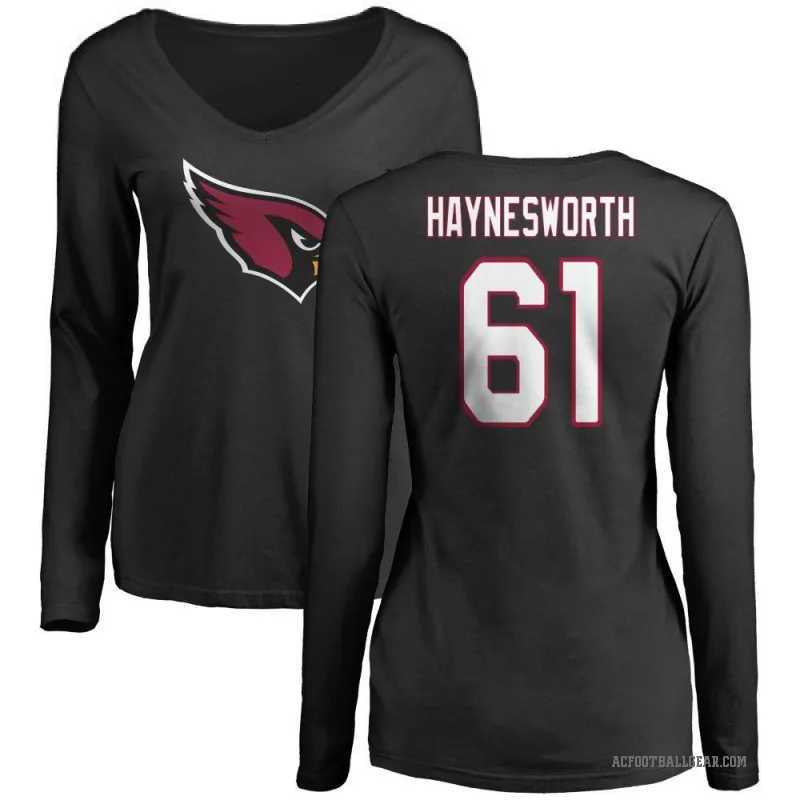 Sincere Haynesworth Women's Black Arizona Cardinals Logo Slim Fit Long Sleeve T-Shirt -