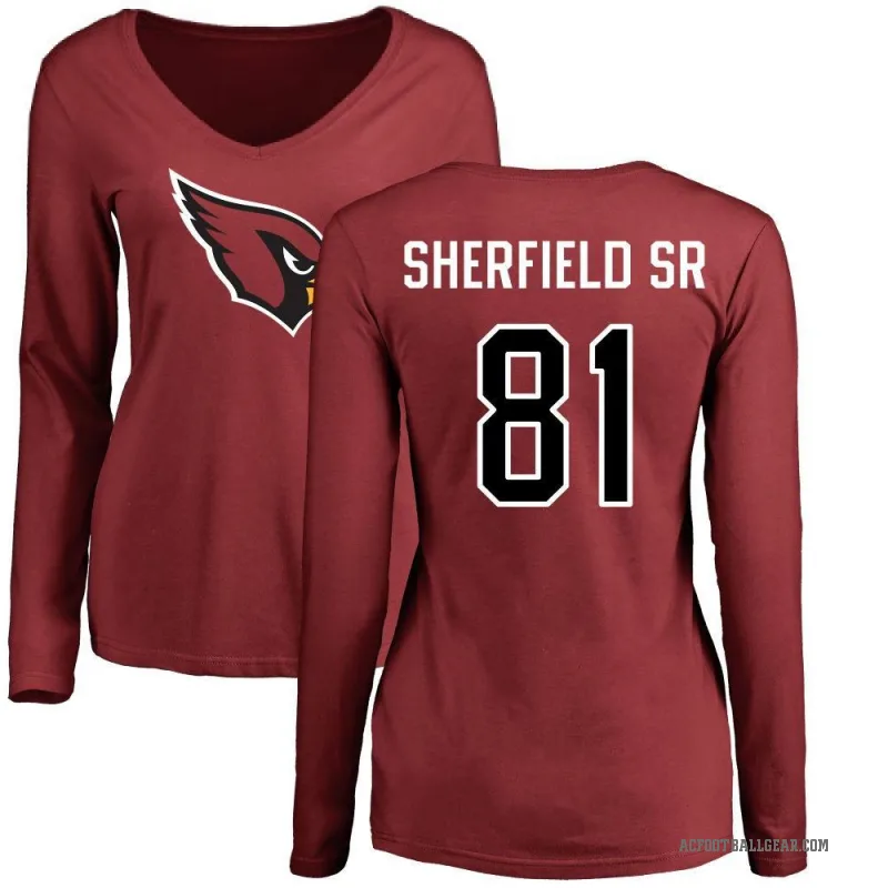Trent Sherfield Sr. Women's Arizona Cardinals Logo Slim Fit Long Sleeve T-Shirt - Maroon