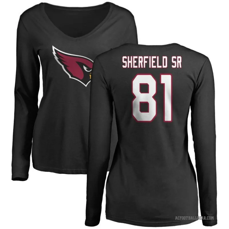 Trent Sherfield Sr. Women's Black Arizona Cardinals Logo Slim Fit Long Sleeve T-Shirt -