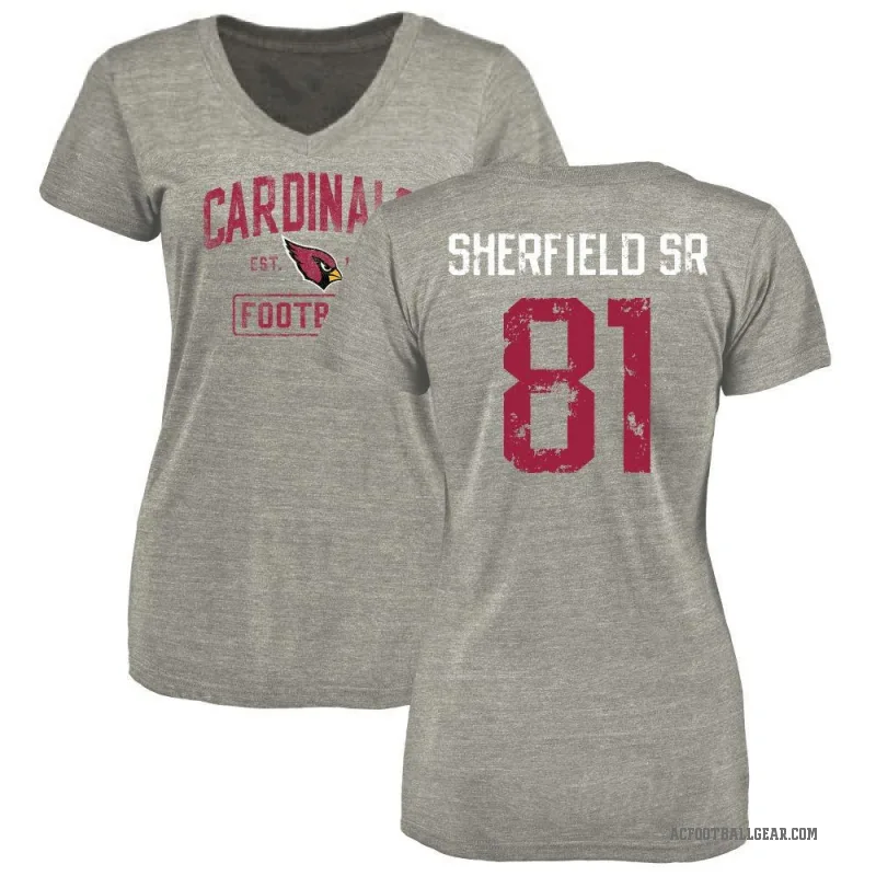 Trent Sherfield Sr. Women's Gray Arizona Cardinals Heather Distressed V-Neck T-Shirt