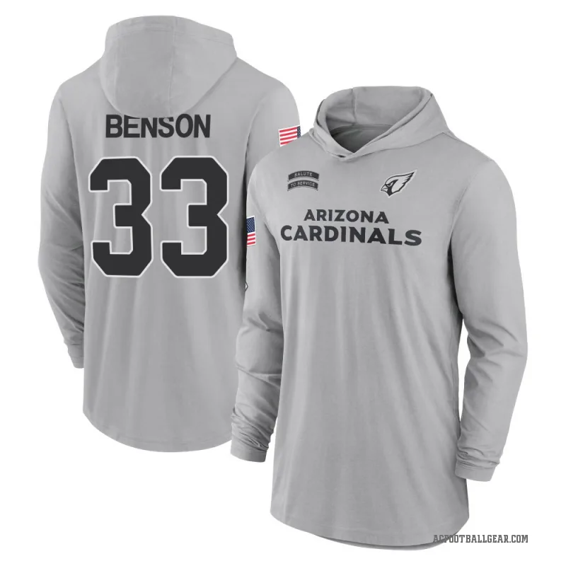Trey Benson Youth Gray Arizona Cardinals 2024 Salute to Service Lightweight Performance Long Sleeve Hooded T-Shirt